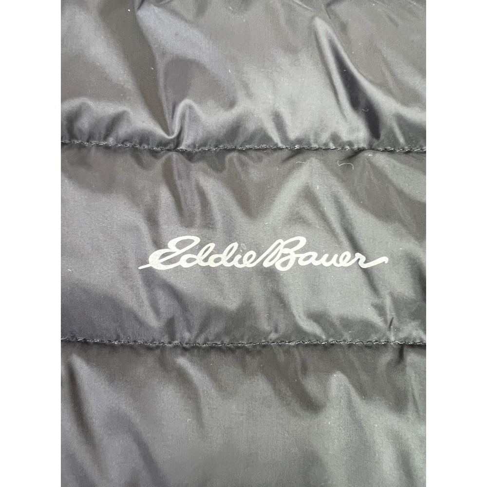 Eddie Bauer Puffer Jacket Kids Large 14 Black Hooded Down Quilted U31OW824 - Picture 4 of 13